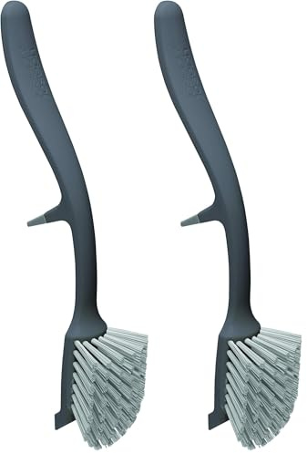 Joseph Joseph Edge Dish Washing up, Scrubbing Brush – Grey (Pack of 2)