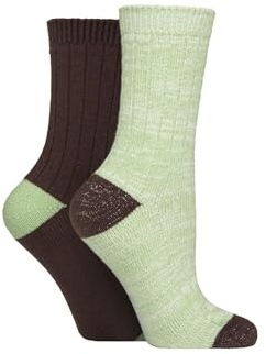 Elle Ladies Velvet Soft and Sparkle Boot Socks Pack of 2 Size 4-8 in Assorted Colours Perfect for Walking and Hiking