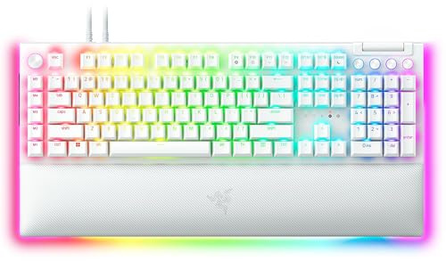 Razer BlackWidow V4 Pro Tastiera Meccanica Gaming Tastiera, Interruttori Verdi, Bianco | Tattile e clicky, tastiera cablata, tasti ABS a doppio clic, quadrante di comando, 8 tasti macro dedicati, Chroma RGB