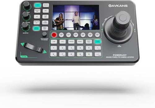 AVKANS NDI PTZ Camera Joystick Controller, IP POE PTZ Camera Controller Keyboard with 4D Joystick for Worship Church Live Streaming