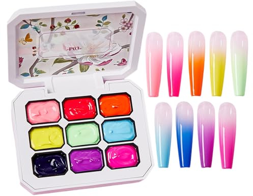 Gel per Pittura Unghie Palette per la Pittura e Design Manicure da 9 Colori | Gel Unghie Effetto Sfumato Adatto a Casa Appartamento Salone di Bellezza Donne Moglie Fidanzata Mamma Famiglia e