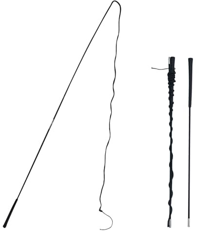 Lontcs Fouet à fente pour cheval pour l'entraînement, bâton de 1,5 m de long avec chute de 2 pieds, amovible en 2 sections – Outil d'équitation et de longe, fouets de dressage pour chevaux ou cochons