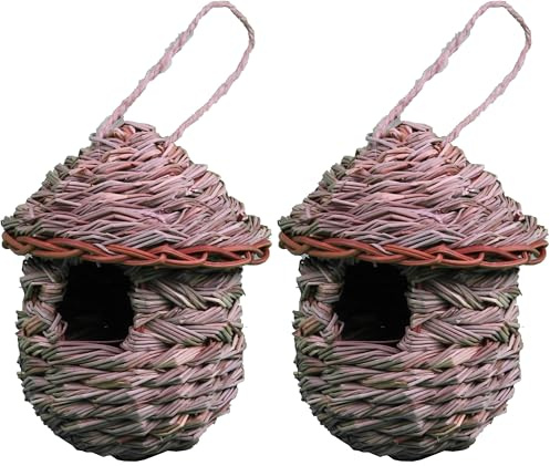 Dehner Natura Premium Wildvogel Nestbeutel Alvar, Nistbeutel/Vogelhaus für Wildvögel, Einflugloch Ø 4 cm, Ø 14 cm, Höhe 15 cm, Borstgras (Packung mit 2)