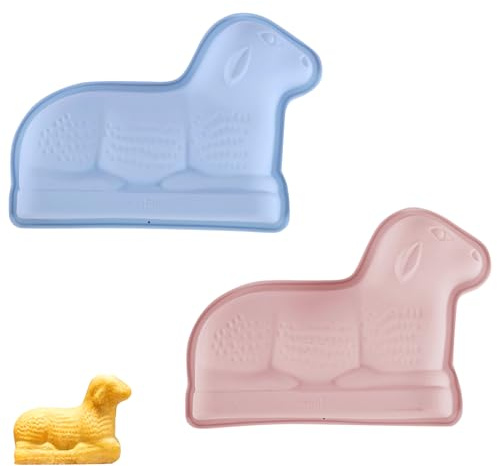 SilverChry 2er Set Osterlamm Backform aus Silikon, Lamm Backform für Ostern, 1,2L Kapazität, Osterformen zum Backen für Lammkuchen und Ostergebäck