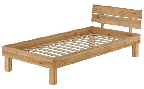 Erst-Holz Holzbett Eiche massiv geölt Einzelbett 100x200 Bettgestell Zubehör wählbar V-60.88-10