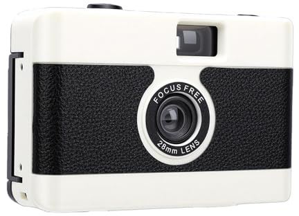 ASHATA 35mm Film Camera Vintage Style Built in Flash for Stunning Retro Photography for Photography Enthusiasts Durable ABS Material (White)