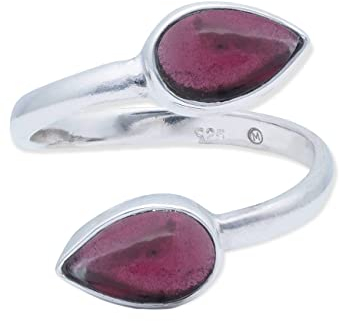 Ring 925 Silber Granat roter Stein größenverstellbar Edelstein echt Silber Damen Sterling Silber Geschenk (MRV-087-02)