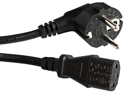 PeakTech Câble secteur - Câble pour appareils froids avec contact de protection coudé sur prise pour appareils froids C13 - longueur 1,5 m - 2m - 250 V AC - VDE/ÖVE, PC
