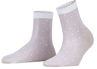FALKE Damen Socken Dot 15 DEN W So transparent gemustert 1 Paar, Weiß White 2209, 35-38