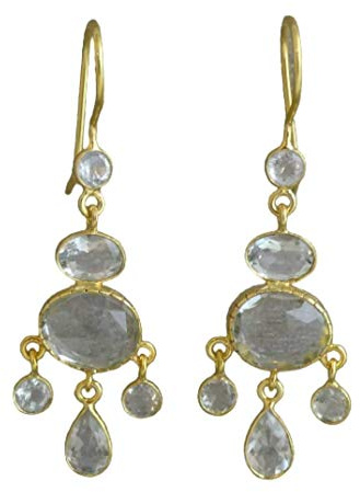 Orecchini Pendenti con Ametista Verde Sfaccettata in Argento 925 | Placcato Oro - Gioielli Eleganti Fatti a Mano da 5 cm - Design Raffinato per Cerimonia, Sera, Regalo Donna