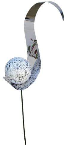 Jürgen Bocker Garten-Ambiente Gartenstecker Skulptur Flamme 146 cm poliert Lichtfang Rosenkugel mit Kugel Edelstahl Lackierung Granit Weiss, Silber, BS 100 000 c