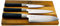 Palatina Werkstatt ® Kai Wasabi Black Ensemble de couteaux Santoku 16,5 cm et couteau de bureau 10 cm Couteau tout usage 15 cm + planche en chêne 25 x 15 cm