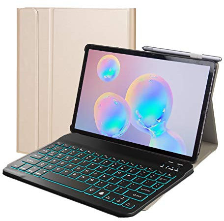 Lobwerk 2in1 Bluetooth Tastatur und Cover für Samsung Galaxy Tab S5e SM-T720 SM-T725 11 Case Schutz Hülle Gold