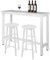 WOLTU Conjunto de Mesa de Bar y 2 Taburetes, Muebles de Comedor de Metal + MDF, Mesa Alta y Taburetes para Bar, Cocina y Salon, Barra Cocina 140x40x100 cm, Blanco