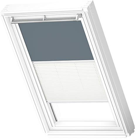 VELUX Original Dachfenster Duo Verdunkelungsrollo für C04, Blaugrau, mit weißer Führungsschiene