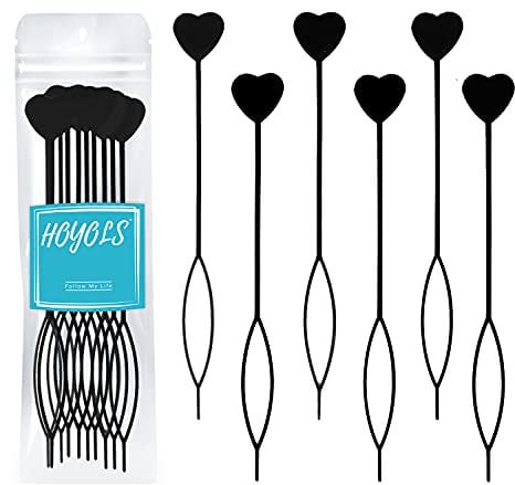 Hoyols 12pcs Quick Topsy Tail Haar Beader für Flechten Perlen, Loop Threader Ponytail Haar Styling Maker für Kinder M?dchen Set von 12° Schwarz