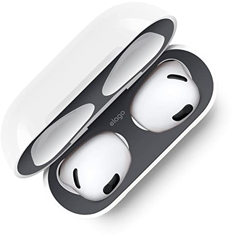elago Staubschutz Kompatibel mit AirPods 3 Hülle, Staubdichter Metallic-Aufkleber, Ultraschlanke Folie, Luxuriös Aussehendes Beenden, Schutz vor Eisen und Metallspänen (1 Set) (Dunkelgrau)