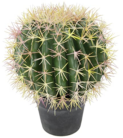 Flair Flower Kugelkaktus im Topf Kunstkaktus gefälschte Kaktusfeige Künstlich Knolliger Stacheliger Kaktus Dekoration Aloe Vera Schwiegermuttersessel Schwiegermuttersitz E 151587GN Grün 33x26x26 cm