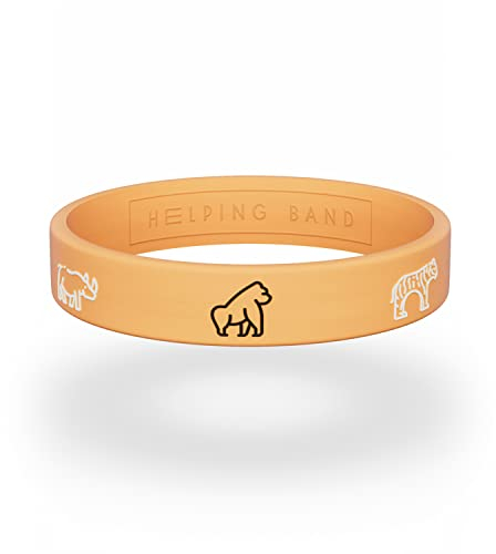 Helping Band - Silikon Armband - The Big Five I Größe L/XL I Farbe Orange - Unterstütze WWF-Projekte - Silikonarmband für Herren und Damen - Gummi Armbänder