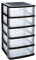 Acan Tradineur - Cajonera Sena de ordenación con 5 cajones opacos, plástico, torre de almacenaje multiusos, hogar, 81 x 40 x 39 cm, negro