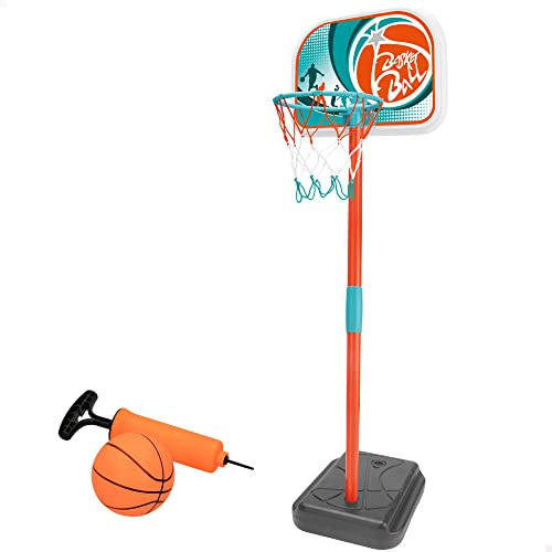 ColorBaby - Tragbarer Korb für den Außenbereich, Maße 33 x 29 x 106 cm, inklusive Basketball und Mini-Pumpe, empfohlen für Alter von 3 Jahren, einfache Montage, Mehrfarbig (49537)