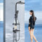 Colonne de Douche Thermostatique Noir Cesinkin avec Mitigeur 38°C,Ensemble de Douche avec 4 Fonctions Hauteur RéGlable,Système de Douche à tête Carréeavec Douchette à Main pour Salle de Bain…