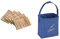 WENKO Sacchetto portamollette in poliestere, Poliestere, 17 x 19 x 10 cm, Blu & Mollette di legno 50 pezzi 50 pezzi, Legno, 1 x 7 x 1 cm, Marrone