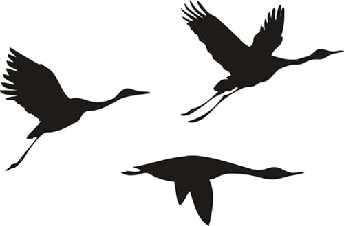 myrockshirt Kraniche 3X je 20cm Vogelflug Vögel Kranich Aufkleber Autoaufkleber Sticker Decal
