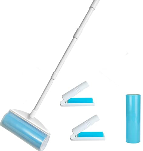 Waschbare wiederverwendbare Fusselrolle, große Fusselrolle, 20,3 cm, Katzen- und Hundehaarentferner mit 91 cm ausziehbarem Griff, Gel-Kleber-Picker-Set, Reiniger für Teppich, Boden, Sofa