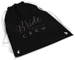 easyprint Turnbeutel bedruckt | Sportbeutel | Design Bride Crew | Farbe wählbar | 38x46 cm | Gym Bag | Baumwolle | Rucksack | Stoffbeutel | Kordelzug (Schwarz)