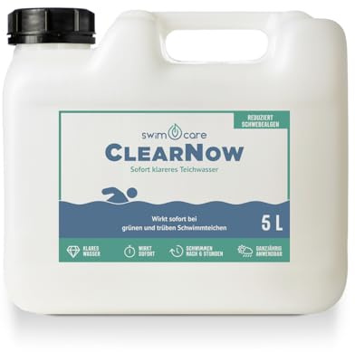 swimcare ClearNow 5 L sofort klares Wasser ohne Schwebealgen, Schwimmteich | Sofort klareres Wasser ohne Schwebealgen, schnelle Wirkung – reduziert Schwebstoffe & Schadstoffe im Schwimmteich