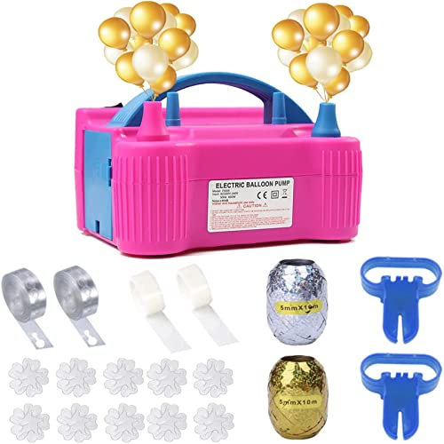Kaucytue Electric Balloon Pump Kit, Portable Dual Nozzle Balloons pump Inflator 220-240V 600W, Electric Balloon Blower Pump for Party Decorations, Birthday, Christmas, Wedding