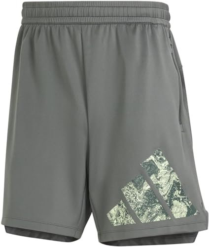 adidas Men's Workout Logo Knit Shorts Freizeit, Legend ivy/Black, XL 5 inch