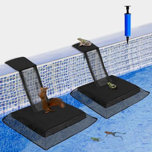 PEEH Rettungsrampe für Tiere, Pooltiere, Zubehör, Schwimmt Froschschutz zum Schwimmen mit Pool-Skimmer-Socken, spart alle kleinen Tiere, die den Pool betreten (2 Stück, schwarz)