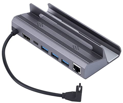 Docking Station per Steam Deck, Porta di Rete Gigabit USB 3.0 4K/60Hz, Ricarica PD 100W, Alloggiamento in Lega di Alluminio