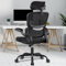 Razzor Ergonomischer Bürostuhl, Schreibtischstuhl mit Verstellbarer Kopfstütze, Lendenwirbelstütze, Computerstuhl aus Netz mit Hochklappbaren Armlehnen, Chefsessel mit Neigungsfunktion 90°-135°