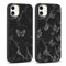 Coalbooliy 2 Stück Handyhülle für iPhone 11 6,1, Aesthetic Muster Marmor Schmetterling Design Hülle mit KameraSchutz und BildschirmSchutz, Schwarz Dünne Silikon Stoßfestes Schutzhülle, 01