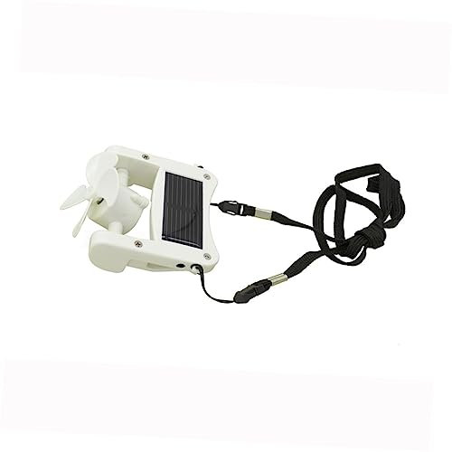 Warmhm Solar-powered Mini Fan Clip-on Cooling Hat Fan Portable for Hiking Camping White