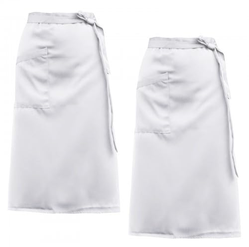 Ehuihuan Halbe Kellnerschürze, 2 Stück Verstellbare Schürze, Vorbinder Schürze mit Tasche, Taillenschürze Schwarz für Männer Damen Herren Küche Restaurant Bistro Florist(68 * 70 cm)