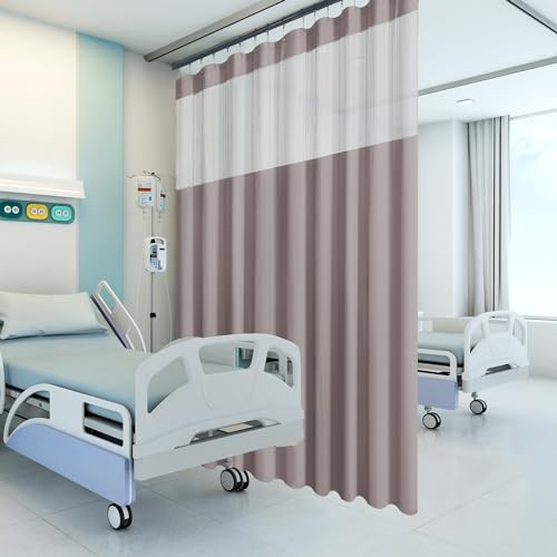 Phating Inherent schwer entflammbarer Krankenhausvorhang, Raumteiler, Kellerteiler, Ösen, Privatsphäre, medizinische Klinikvorhang (1 Panel, 2,4 x 2,4 m, Grau)