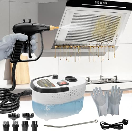Handheld Steam Cleaner, 2500W High Pressure Steam Cleaner with Insulation Gloves, 1200ml High Temp Portable Steam Cleaning Machine for Cleaning Car, Kitchen, Bathroom, Grout and Tile