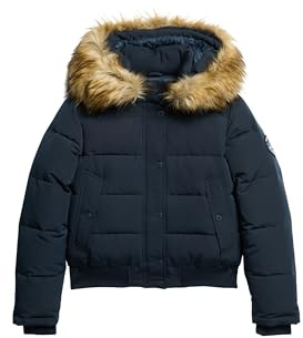 Superdry Damen Everest Kapuzen-Bomberjacke Nordisch Chrom Marineblau 42