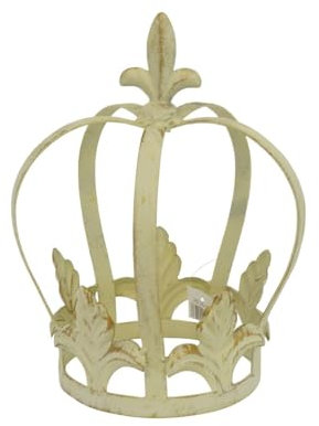 Pflanzkrone Metall Rankhilfe Shabby Chic altweiß Deko-Krone Vintage für Haus und Garten H: 29 cm -11419-