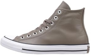 Converse Unisex Chuck Taylor All Star Leather High Top Sneaker, Classic Taupe/Dark Matter, 7 UK