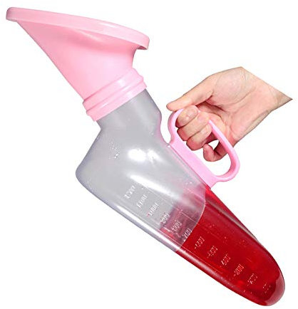 Urinarios para recipiente de orina femenina, 1200 ml, cámara urinaria a prueba d 1200 ml, cámara urinaria a prueba de derrames, botellas portátiles para orinar para mujer, fáciles de limpiar