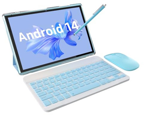 ATOZEE 10 in Tablet 2 in 1 Android 14 Tablets with Keyboard 10 inch Tabletas, Include Mouse Stylus Pen Case, 6000mAh 6GB+32GB ROM 1TB Expandable Tableta, 2MP+8MP Dual Camera, WiFi-6 BT Tablet PC.