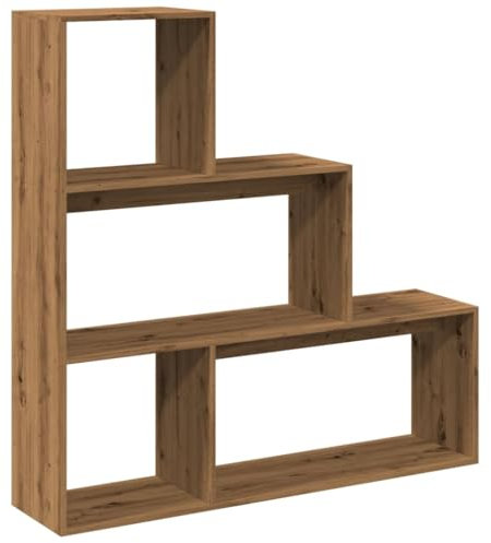 vidaXL Raumteiler Bücherregal 3 Stufen, Standregal Treppenregal für Wohnzimmer Schlafzimmer Büro, Stufenregal Regal, Artisan-Eiche Holzwerkstoff