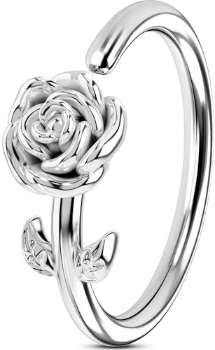 OUFER 20G Blume Nasenring 8 mm Seamless Open Nostril Ring für Frauen Nose Piercing