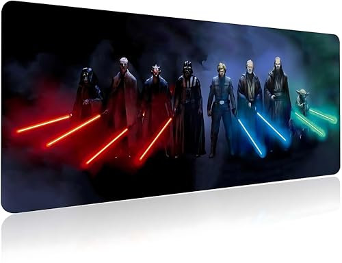 Zzmemy Star Wars Tapis de souris de jeu extra large personnalisé avec base en caoutchouc antidérapant, bords cousus, tapis de bureau lavable, tapis de souris et clavier d'ordinateur portable (90 x 40