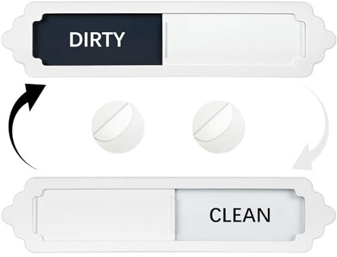 Andchi Clean Dirty Dishwasher Magnet Sign Dishwasher Status Signs Clean Dirty Switchable Signage with Magnetic and Adhesive Backing Mount (Black+White)